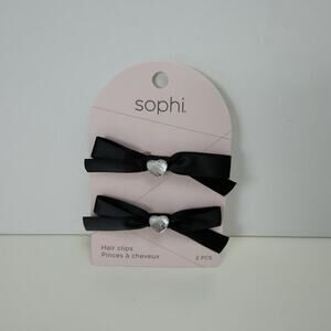 New Sophi Black Bow Snap Clips 2 PCS